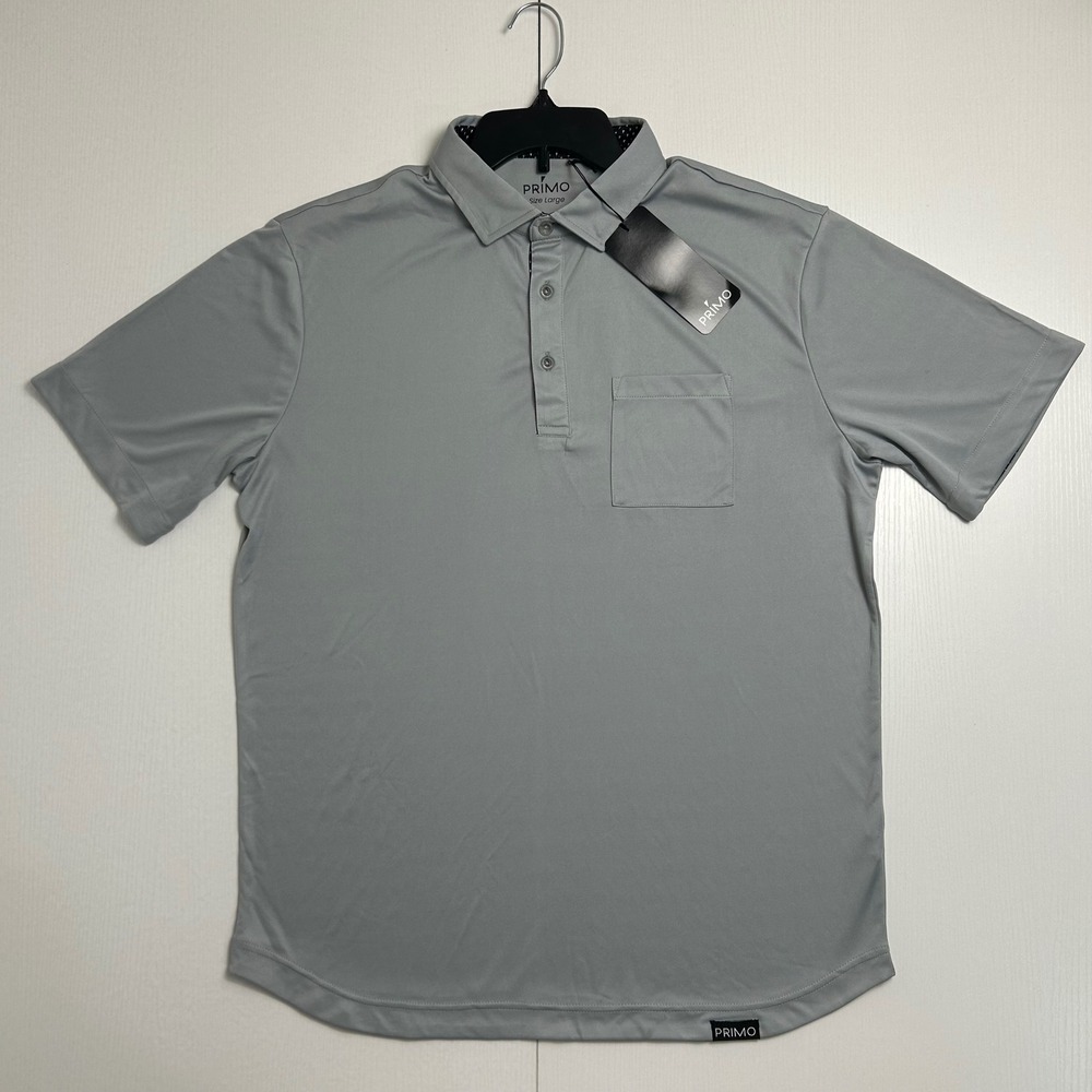 Primo Classic Polo Shirt Mens Large Cool Gray Short Sleeve Golf Performance NWT